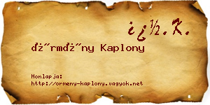 Örmény Kaplony névjegykártya